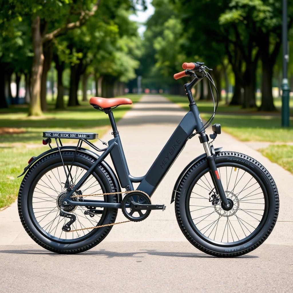 Heybike electric bike in park setting Heybike electric bike in park setting