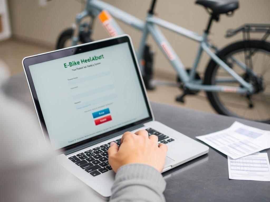 Person applying for e-bike rebate online Person applying for e-bike rebate online