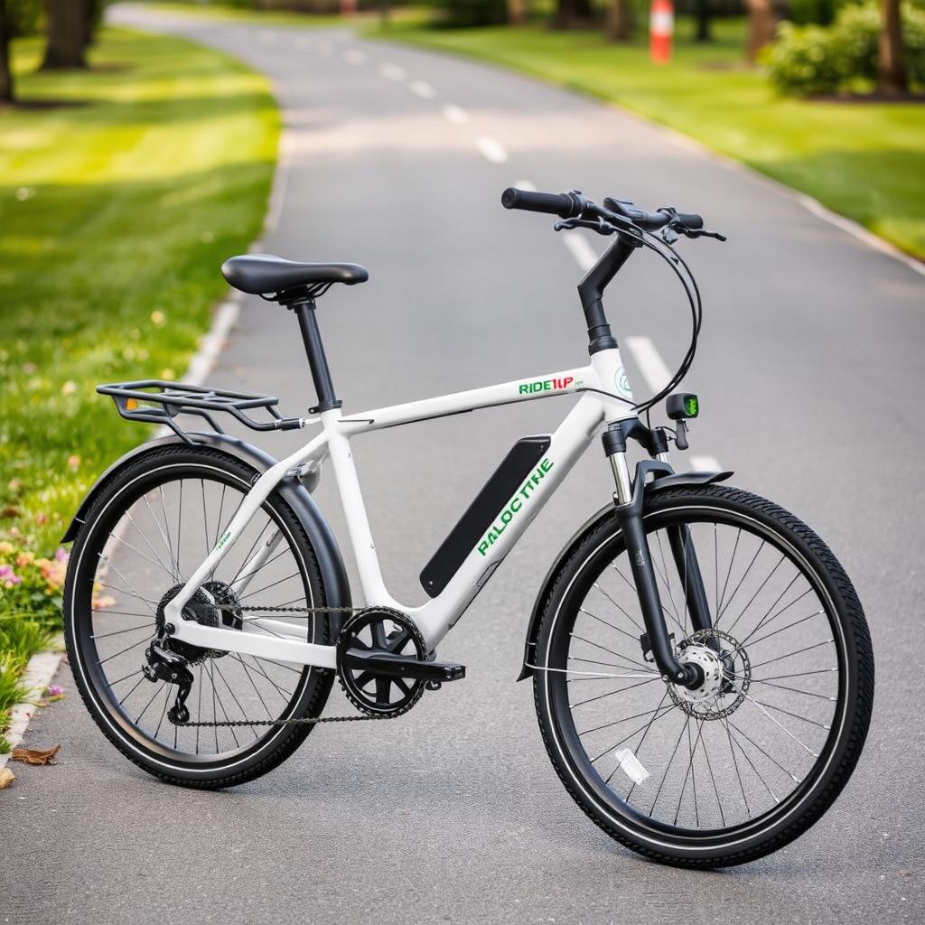 Ride1Up electric bike on bike path Ride1Up electric bike on bike path