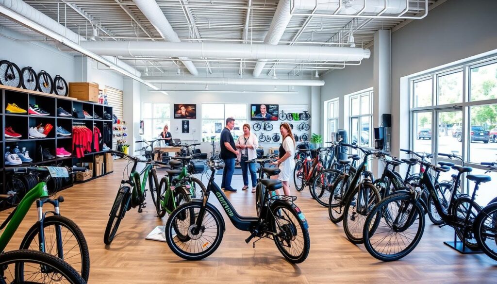 Tampa Bay eBikes showroom with multiple electric bike models Tampa Bay eBikes showroom with multiple electric bike models