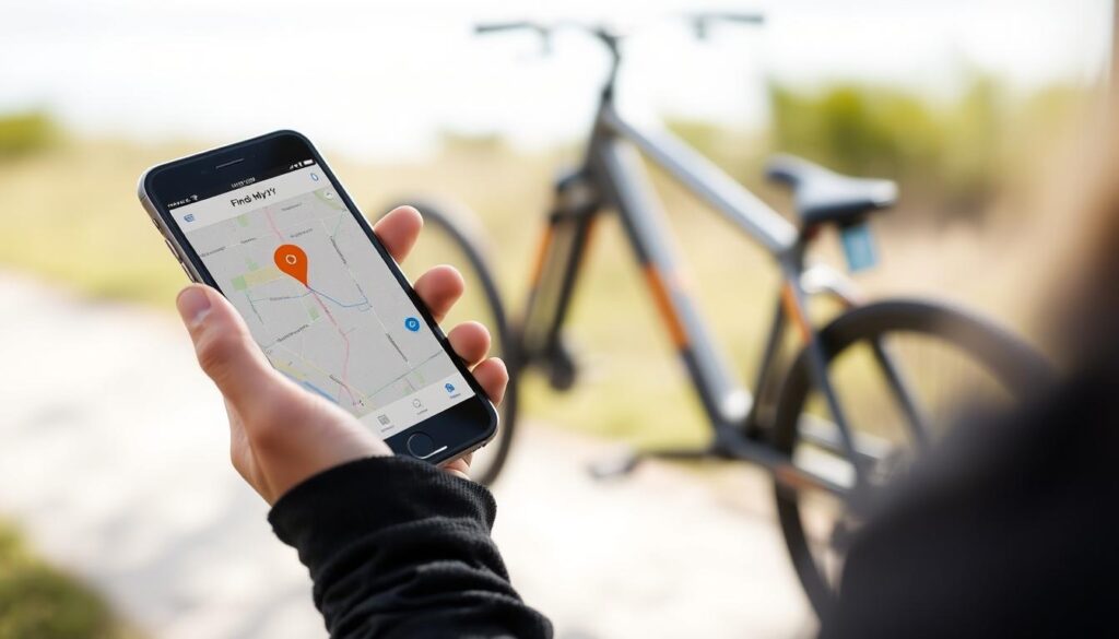 Velotric Nomad 2X with Apple Find My integration shown on smartphone Velotric Nomad 2X with Apple Find My integration shown on smartphone
