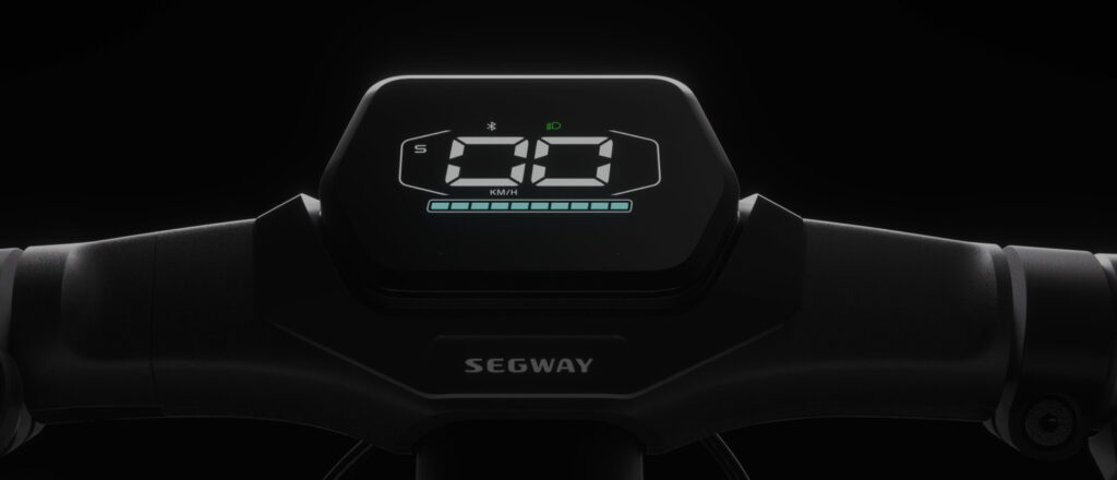 Segway ZT3 Pro eKickScooter dashboard display showing speed and battery range
