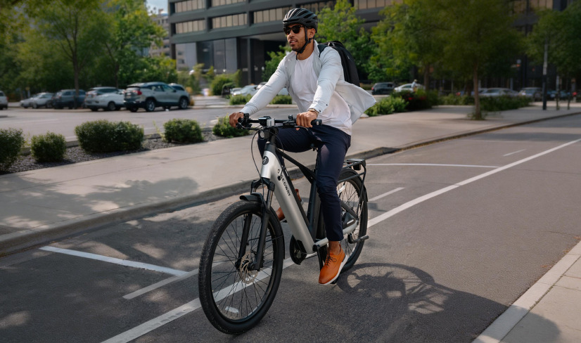 Segway Myon e-bike at a scenic overlook during a recreational weekend ride