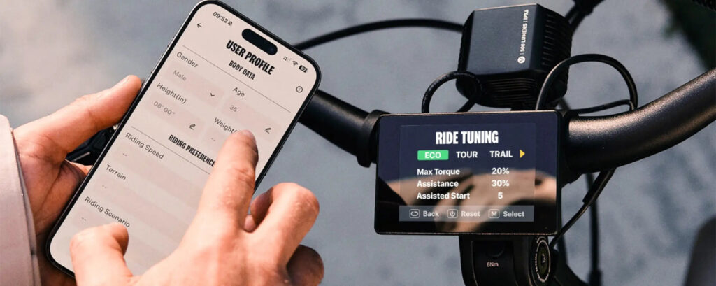 Velotric Discover 3 display and controls showing the NFC card reader and color display