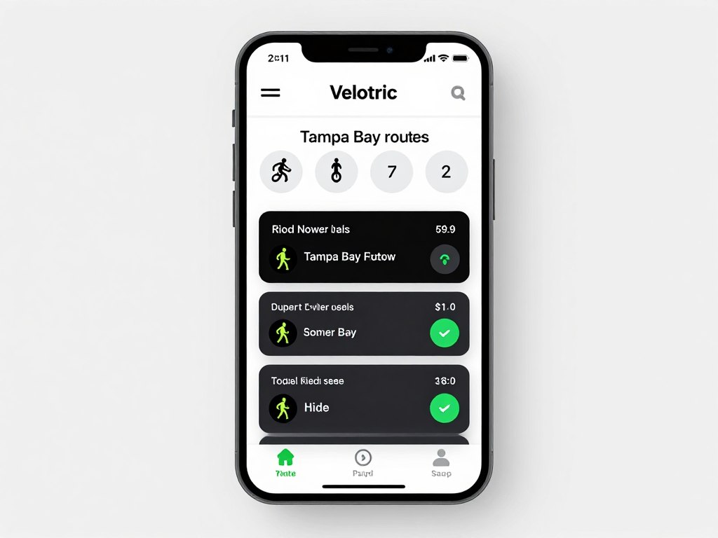 Velotric app showing customization options for Tampa Bay routes