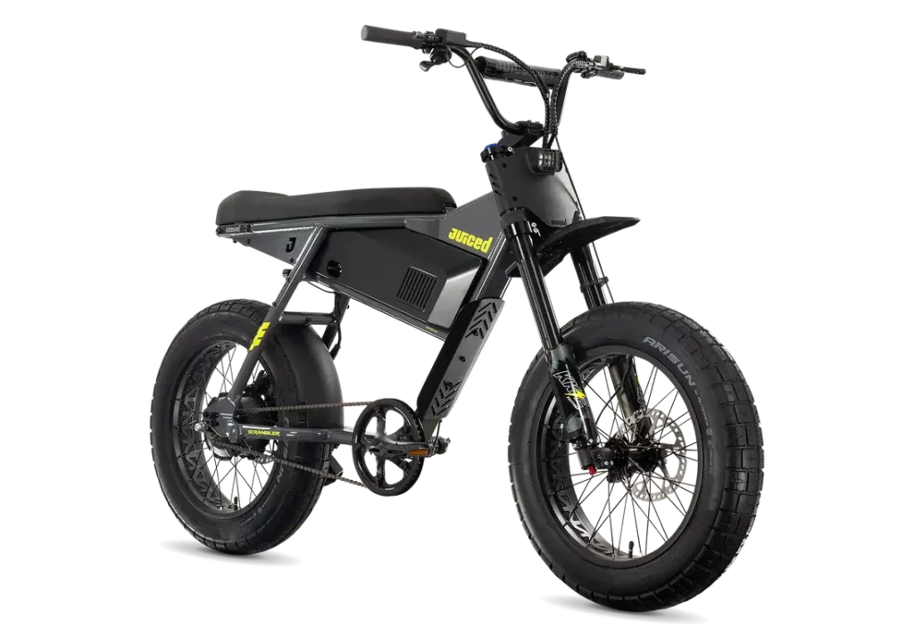 Juiced Scrambler Hardtail in Asphalt Lemonade, three-quarter front view Juiced Scrambler Hardtail in Asphalt Lemonade, three-quarter front view