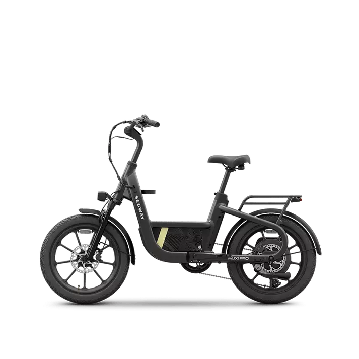 Segway MUXI Pro in Anthracite, left-side profile with front suspension Segway MUXI Pro in Anthracite, left-side profile with front suspension