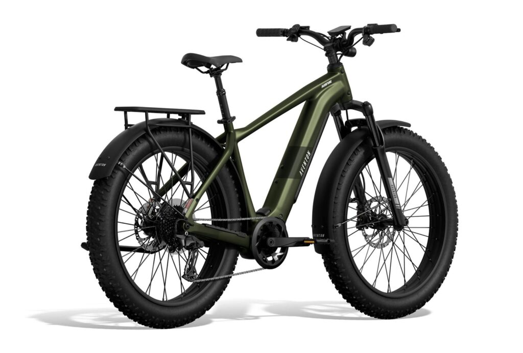 Aventon Aventure M in Camouflage, angled full-bike view Aventon Aventure M in Camouflage, angled full-bike view
