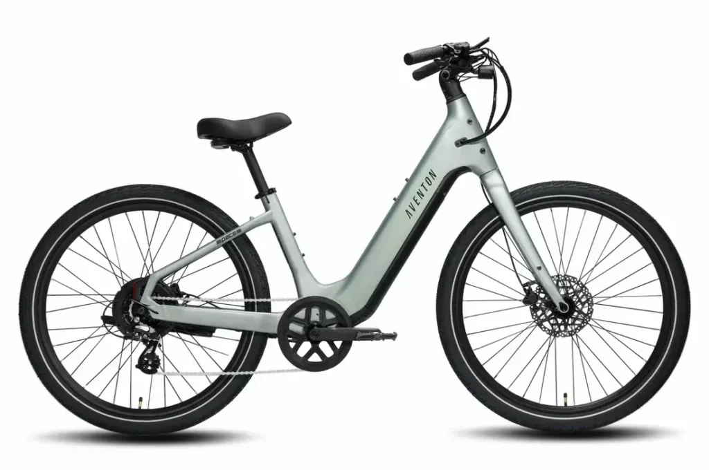 Aventon Pace 5 REC in Glacier Mint, full side profile showing the low step-through frame