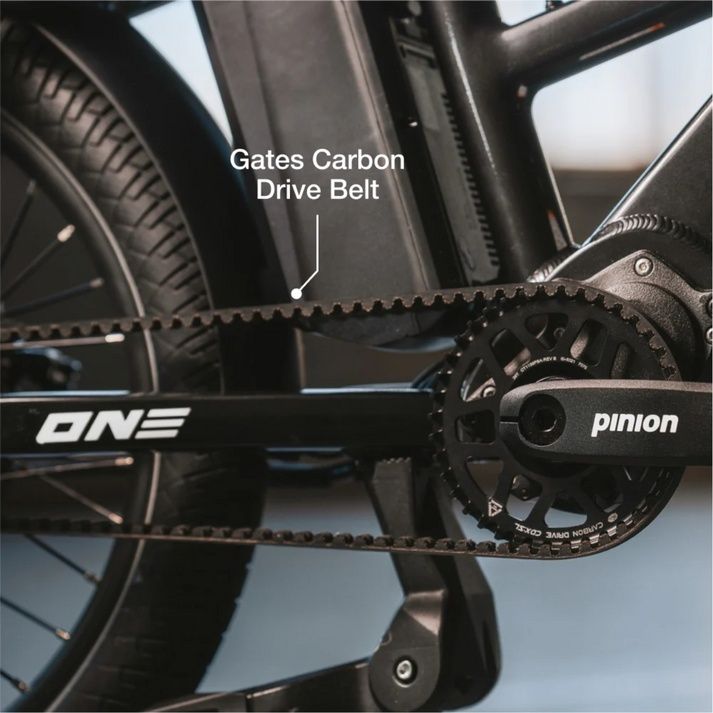 Lectric ONE Gates Carbon Drive belt and crank close-up Lectric ONE Gates Carbon Drive belt and crank close-up