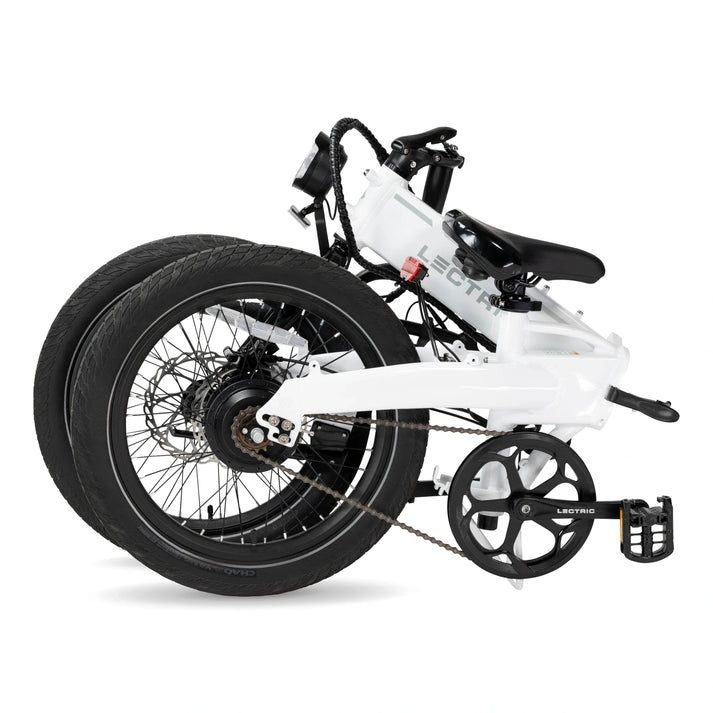 Lectric XP Lite2 Arctic White electric bike folded for storage Lectric XP Lite2 Arctic White electric bike folded for storage