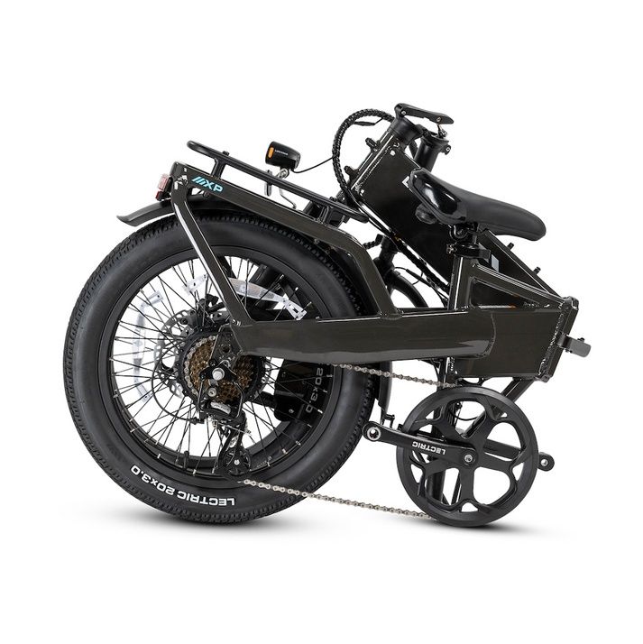 Lectric XP4 Step Over in black, folded frame and handlebars