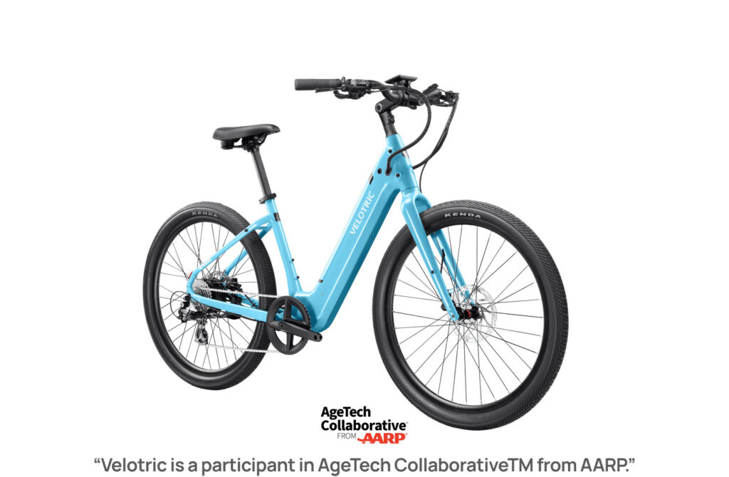 Velotric Breeze 1 in Ocean Mist, front three-quarter view without rack and fenders Velotric Breeze 1 in Ocean Mist, front three-quarter view without rack and fenders